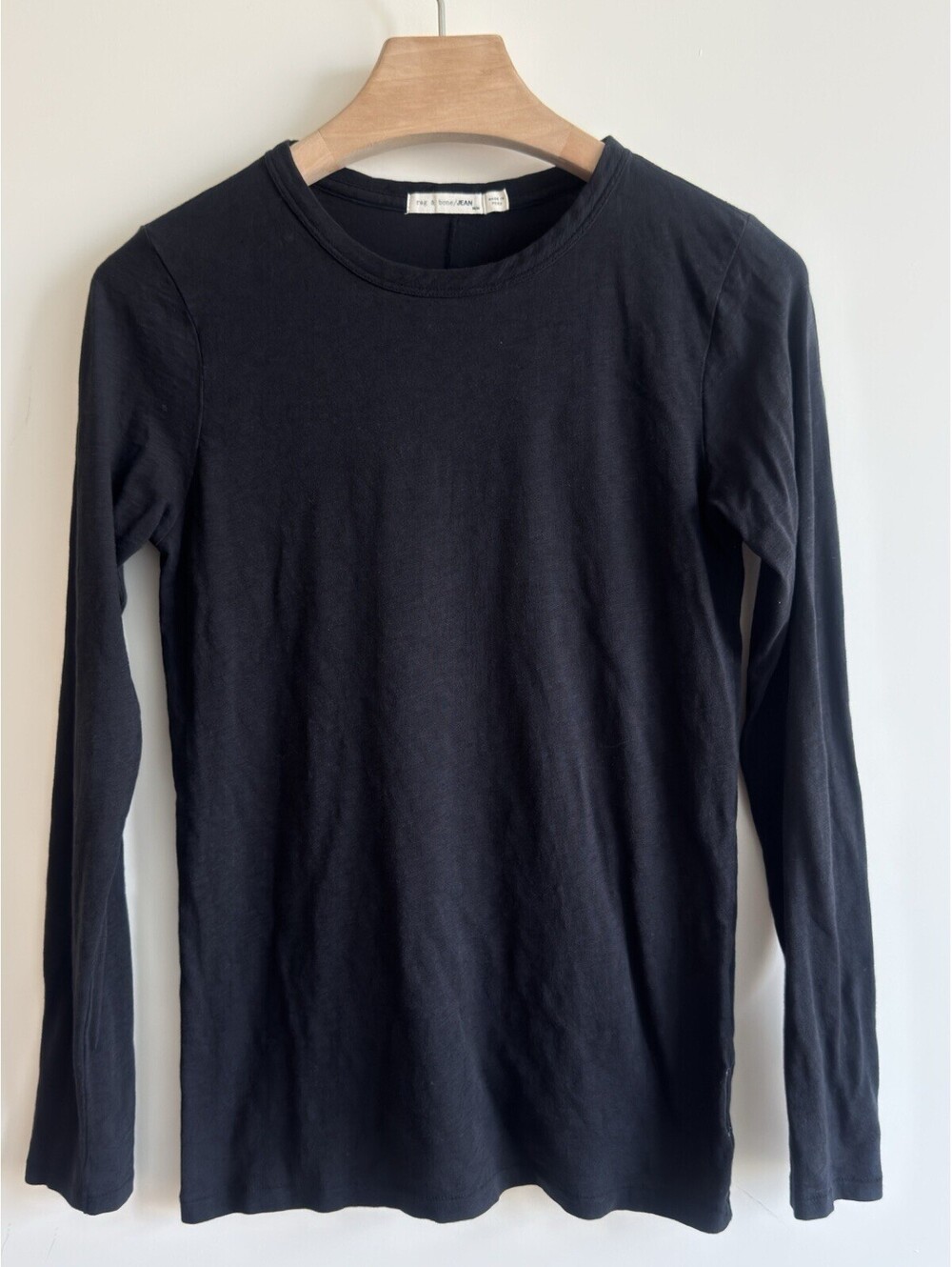 rag & bone Long Sleeve Tee Women XS Black Organic Cotton Minimalist READ